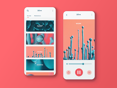 Zone White Noise and Meditation App app design meditation meditation app sleep ui whitenoise