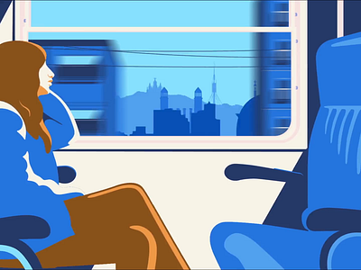 Traveling through Europe by train 2d animation adobe after effects adobe illustrator after effects characters illustrator motion design motiondesign motiondesigner motiongraphics