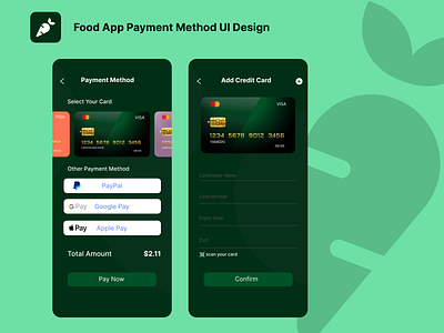 Food Delivery App - Credit Card Checkout 002 app design brand branding checkout clean creditcard dailyui dailyuichallenge food app food delivery trend ui uidesign ux