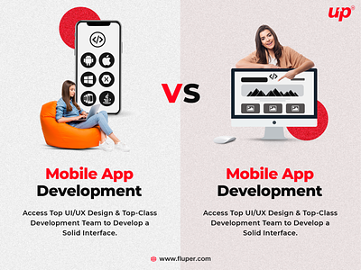 Mobile App Development vs Website Development animation app design branding design graphic design illustration logo mobile app mobile app development ui ux vector website design website development