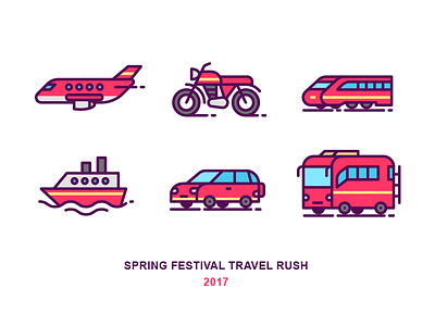 Spring Festival Travel Rush Icons icons transportation