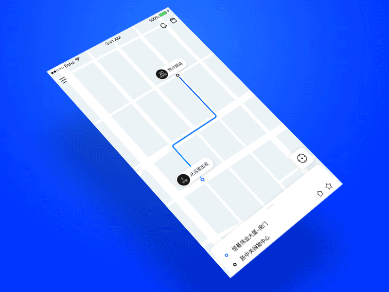 A new UI kit address animation demo map motion positioning route time transport ui kit