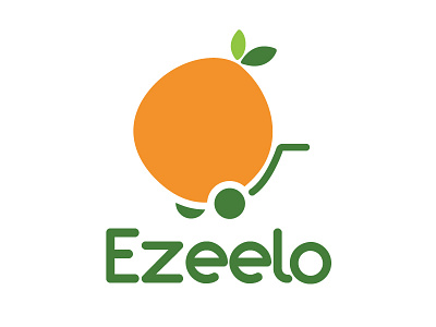 Ezeelo Logo Design cart ecommerce fruit groceries logo grocery grocery logo logo logo design online shopping orange orange logo shop