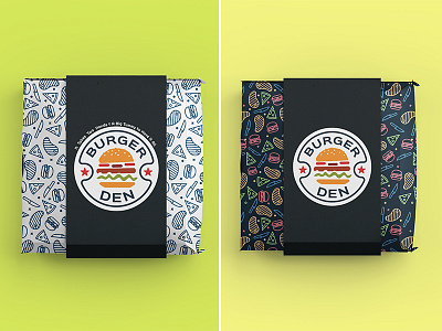 Burger Den Burger Box box burger design fast food freelance illustration logo mockup packaging pattern premium