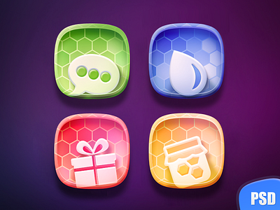 Free Colorful Icon set ( PSD ) app icon colorful icons drop freebie gift graphic design honey icons iphone icon message psd