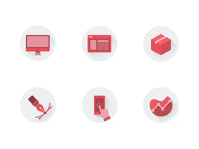 Flat Services icons android app branding cms flat icon iphone mobile app red seo service ui