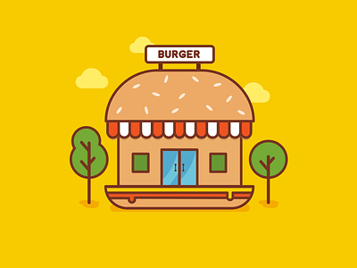 Burger Shop ai burger buy colors flat food freebie illustration shop stroke yellow