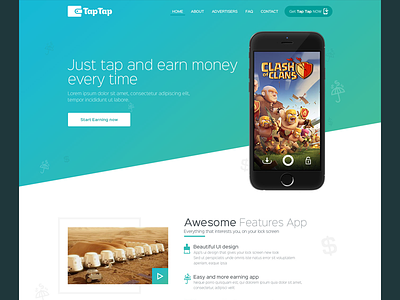 Tap Tap Earn Money App app creative flat design free iphone landing page website