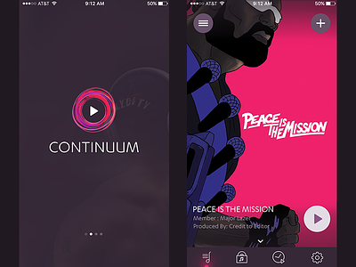 Continuum Music App android app design colorful ios 8 ios 9 iphone mobile app ui design
