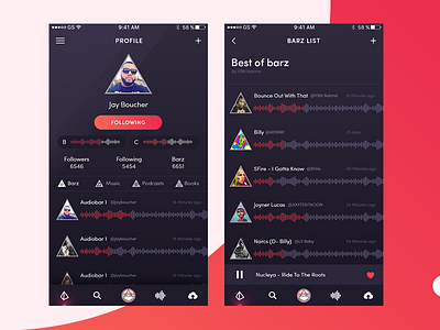 Audiobarz Cloud Music App app design cloud music flat design iphone app music app sound bar soundcloud
