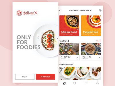DeliverX (Order food online ) deliver app flat design food app icon design iphone x app mobile app ui design ux design ux food app