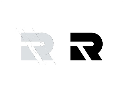 R + T Logo grid logo minimal negative space rt