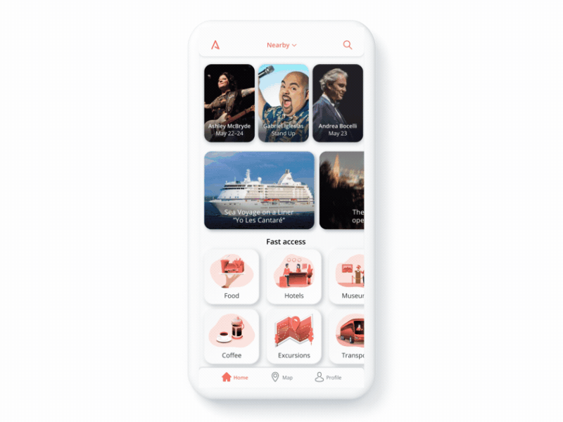 Travel app – Home Screen animation app app design application application design cards cards ui mobile mobile app mobile app design mobile design mobile ui travel travel app traveling travelling ui uidesign