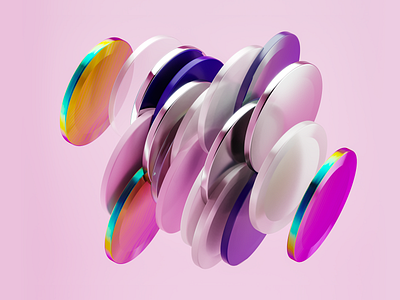 Iridescent composition 3d abstract illustration iridiscent