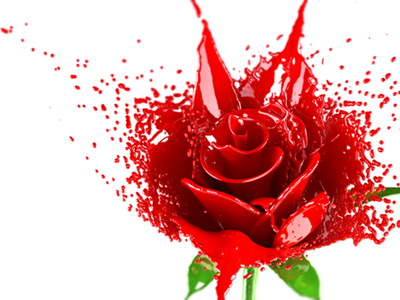 Rose 3d drop liquid paint red rose