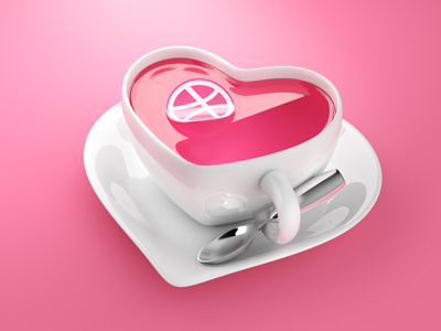 I love dribbble 3d cup dribbble forfun heart love pink spoon