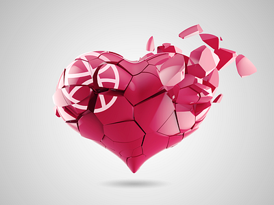 Broken Heart 3d break broken dribbble for fun heart icon render