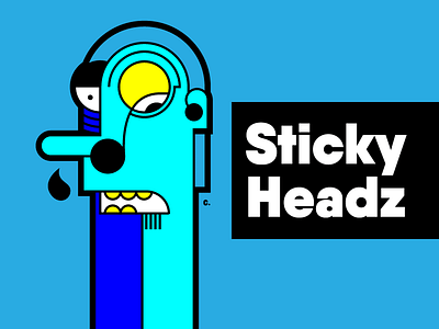 Sticky Headz colour face graphic art head illustration sticker vector