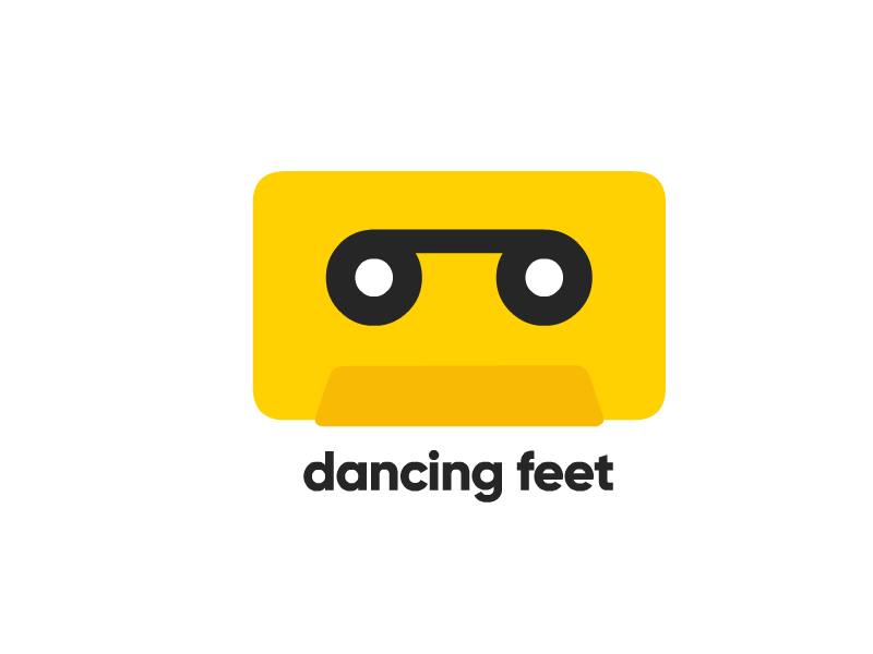 Dancing Feet animate cassette dancing feet french gif logo music tape