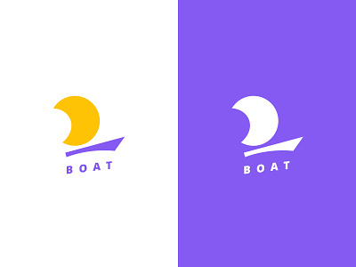 Boat logo boat flat logo minimalist purple