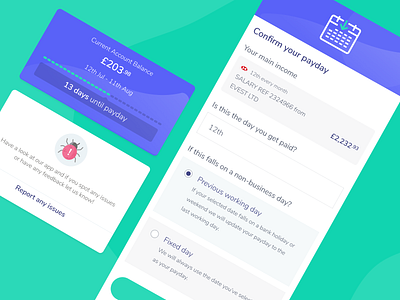 Sort your payday cards cards ui illustration ios ux widget