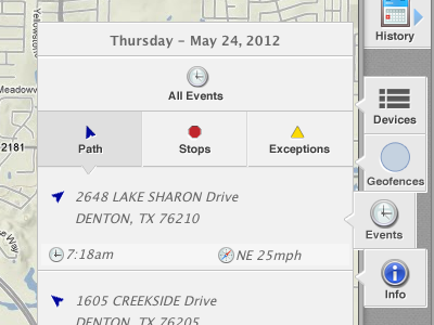 Web App UI for Tracking Vehicles google gps maps panel ui