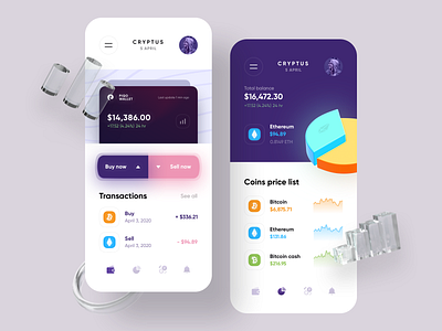 Cryptus Wallet App 💳 3d app bitcoin clean colors concept crypto crypto wallet cryptocurrency design exchange finance interface ios minimal mobile mobile app trading ui wallet