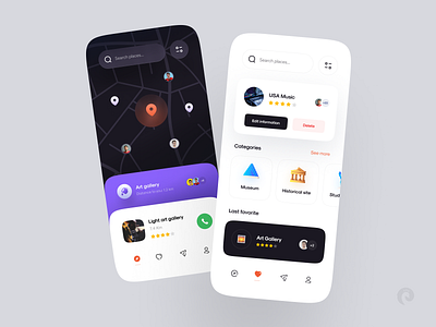Spotu ― Remember everywhere app around clean colors concept dark design gallery ios map minimal mobile mobile app nearby ui