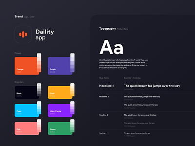 Daility 2 — Design system 3d app assets buttons clean colors dark design design system floating button guideline icons inputs ios minimal mobile mobile app spacing styleguide ui