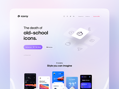ICONLY website landing page [Light mode] 💥 bold clean colors dark design download grid icon icon set iconly landing minimal stroke ui uiux ux website