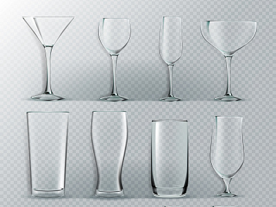 Transparent Glass alcohol background bar beer beverage blank bowl bright cabernet cafe checkered clean clear cocktail crystal cup drawing drink glass set