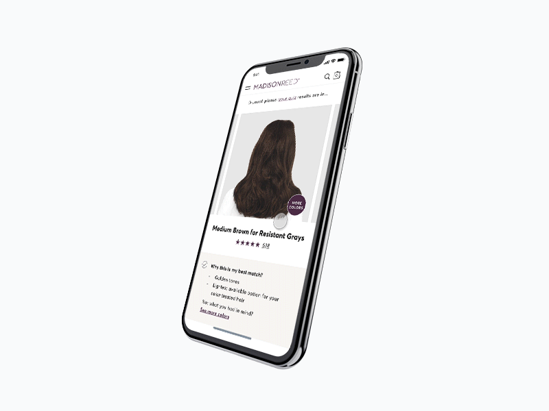 Hair Color App animation beauty product color preview design ecommerce hair color mobile shopping sketch ui ux