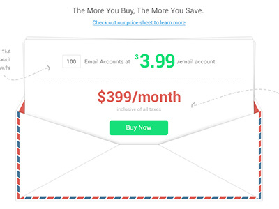 Enterprise Email envelope green plan pricing roboto table ui