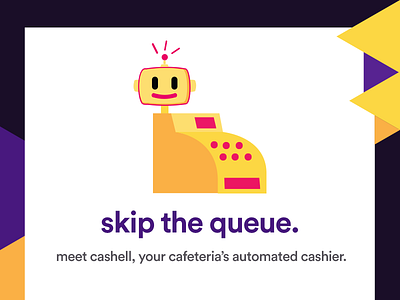 Meet Cashell. app email face free funny icon illustration line robot website yellow