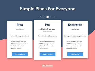 Clean Pricing Plan Design