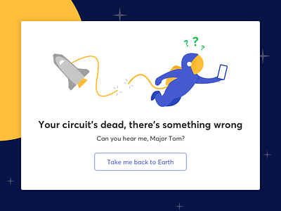 Space Oddity - 404 page 404 page blue and yellow flat illustration minimal