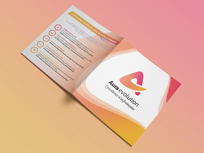 Brochure Design - Aura Evolution booklet brand identity branding and identity brochure brochure design gradient graphic design logo orange pamphlet pink print vector