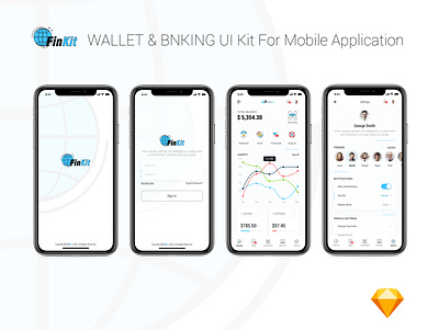 FinKit - Wallet & Banking UI Kit for Mobile Application banking finance mobile mobile app mobile app design mobile application ui ui design ux ux design wallet