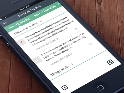 Doctor/Patient Checklist app checklist doctor iphone patient scrollable tab toggle ui ux