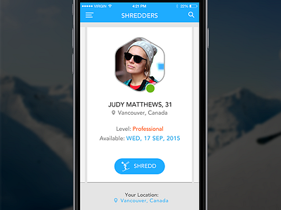 Explore profiles app design interface iphone profile skiing snowboarding social ui ux