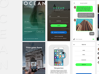 OCEAN | Mobile UI KIt 2016 (PSD) design download free freebie mobile psd ui ui kit ux