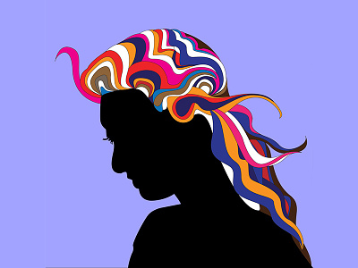 Milton Glaser Inspired Illustration girl hair illustration print