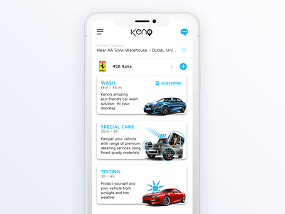 Car Services (Home Screen) app car homescreen interface iphone on demand services ui ux vehicle
