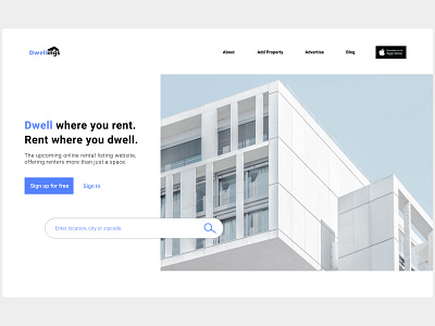 Dwellings - Landing Page apartment finder clean design dwellings landing page logo rental simple ui ui design ux website website design