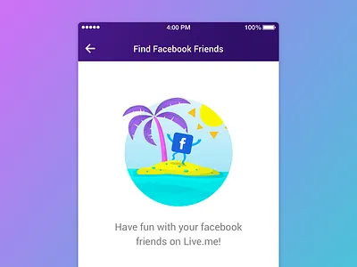 Find Friends Page app coconut tree colorful empty state facebook fashion find friends illustration ios island ui ux