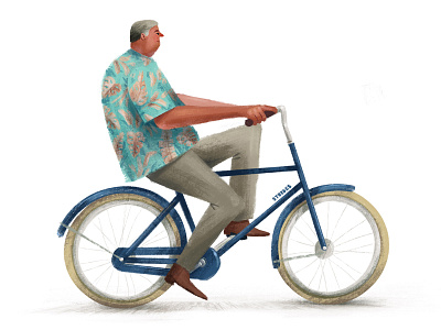 Hawaiian Winter bicycle bike bike ride bikes cyclist cyclists fiets hawaioanshirt illustration textured