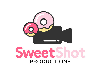 SweetShot Productions Logo branding camera dessert donut identity logo logo design productions studio sweet video camera videography