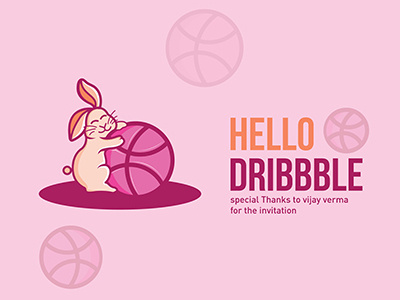 Dribbble first shot debut dribbble first illustration invitation rabbit shot
