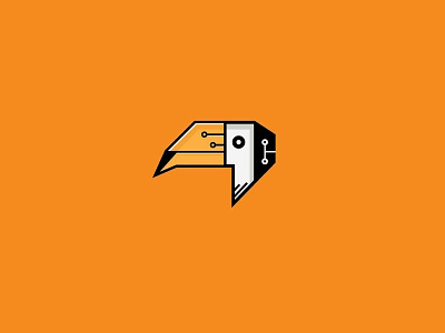 robot Toucan bird identity logo orange robot toucan