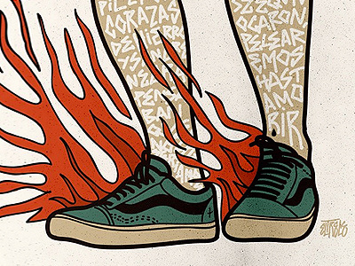 Sneakers on fire 13 classics eltrece fire illustration lettering sneakers tbc type typography vans